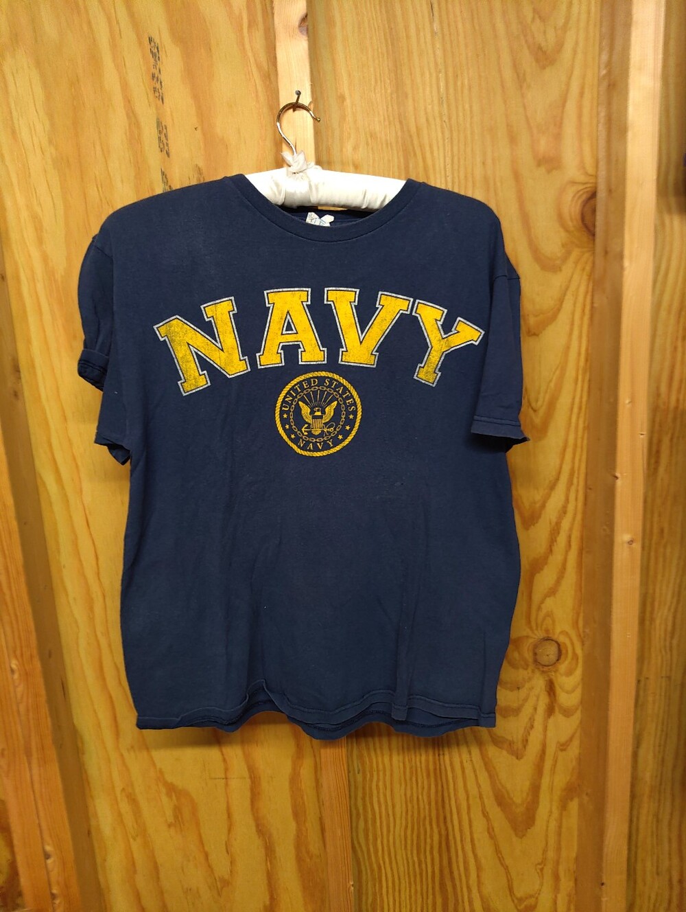 Vintage US Navy T-Shirt Size L Delta Pro Weight Navy Blue Graphic Tee